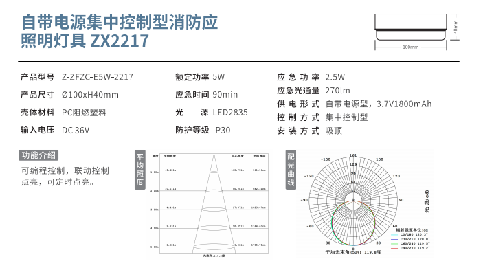 自帶電源集中控制型消防應(yīng)急照明燈具 ZX2217