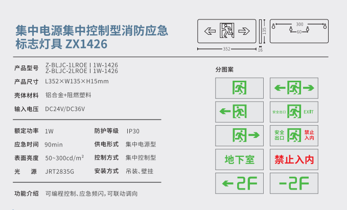 集中電源集中控制型消防應(yīng)急標(biāo)志燈具 ZX1426