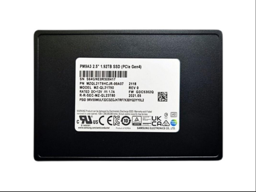 三星（SAMSUNG） PM9A3 企業(yè)級(jí)固態(tài)硬盤SSD U.2接口 服務(wù)器工作站硬盤PCIE4.0  1.92T