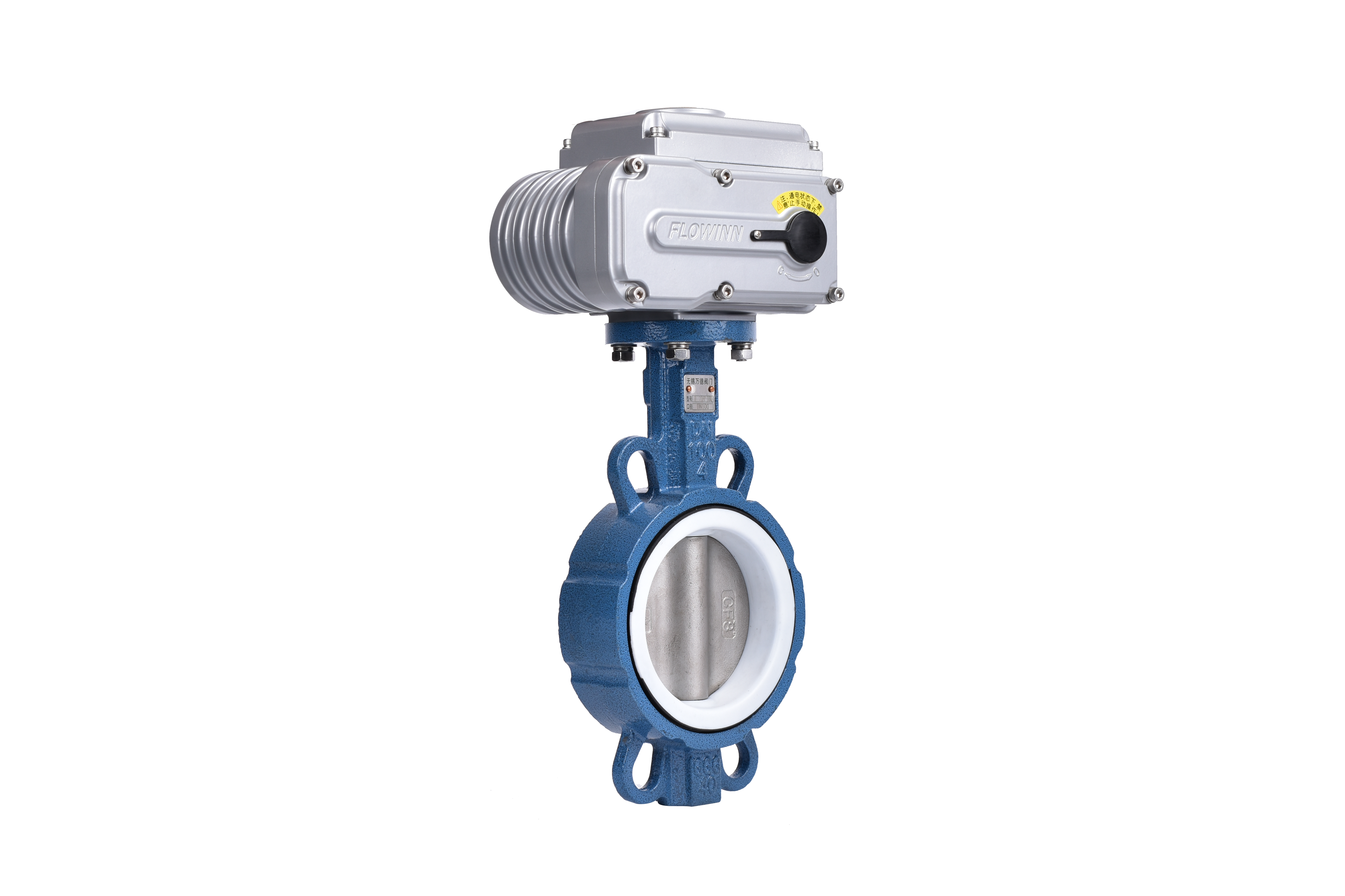 电动球墨铸铁四氟对夹蝶阀