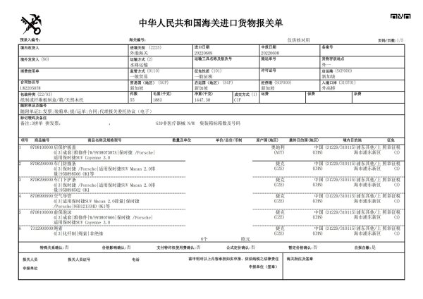 汽配零件進口清關