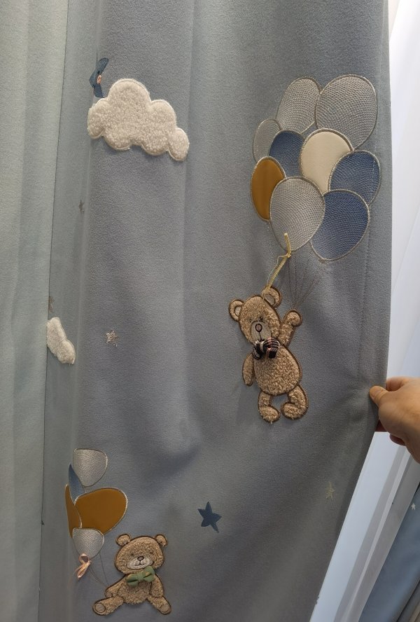 可愛小熊灰色窗簾