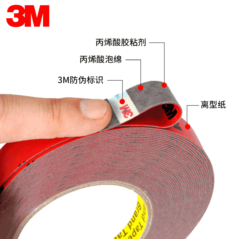 3M胶带 CP5108汽车通用灰色亚克力泡棉双面胶带 