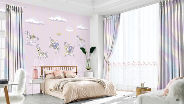 高精密獨(dú)幅提花背景墻布4-旋轉(zhuǎn)木馬