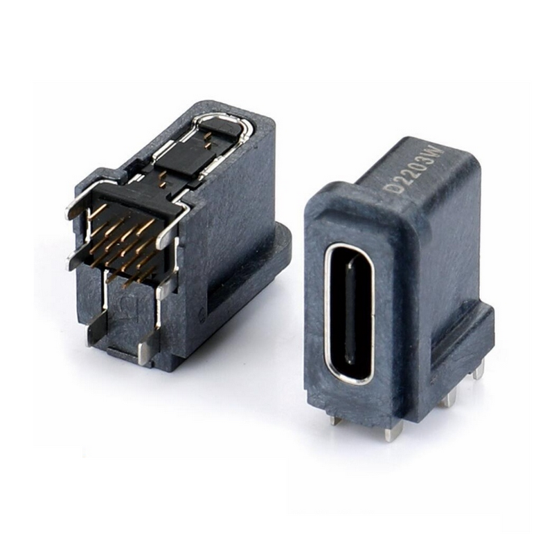 TYPE-C 母座 16Pin DIP側(cè)插 加防塵護(hù)套