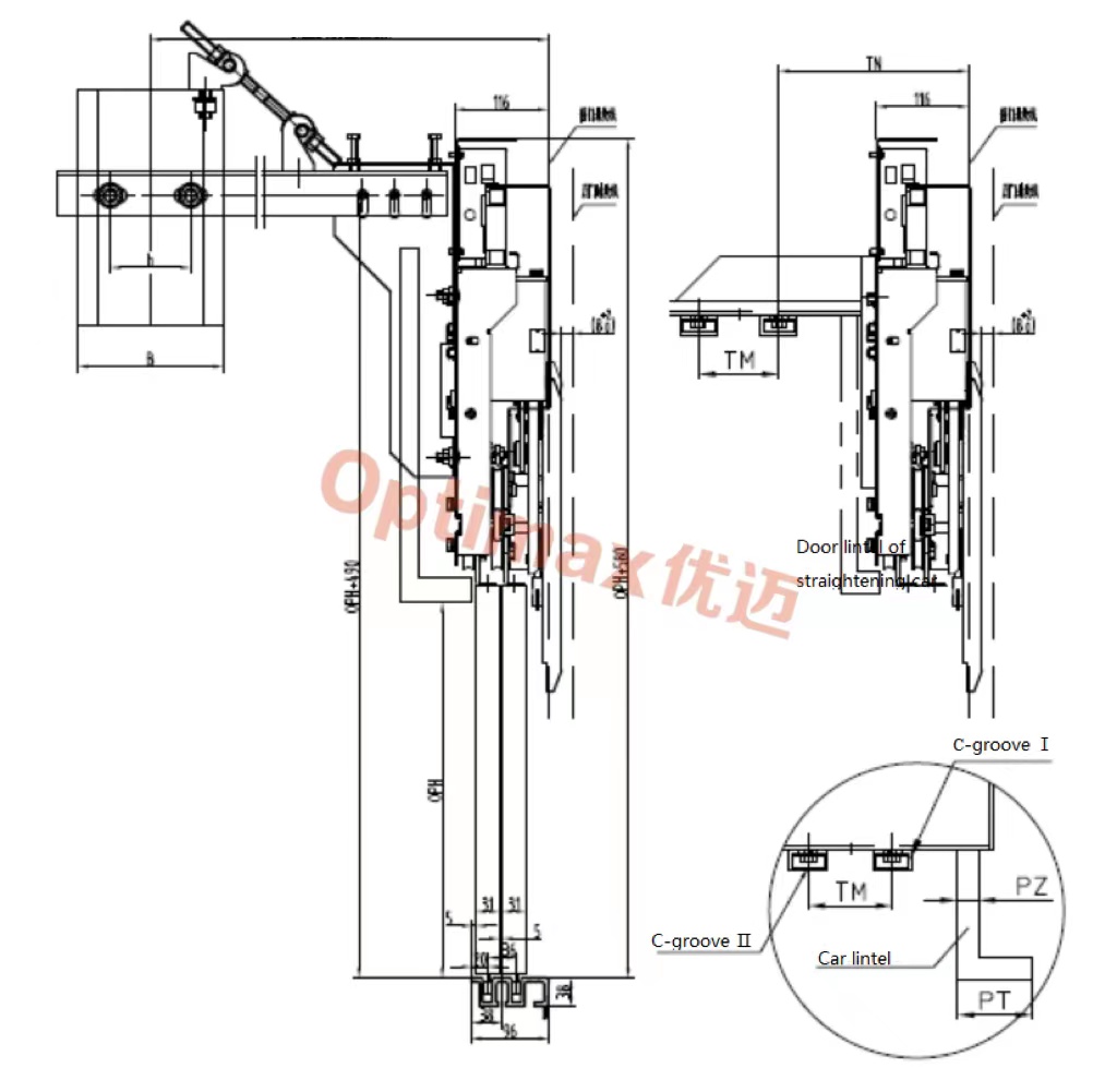 two panel side opening elevator door system