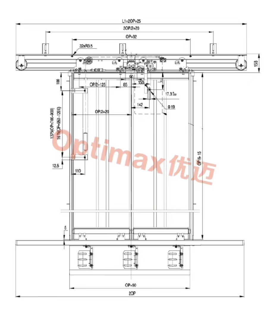 integrated center open landing door system