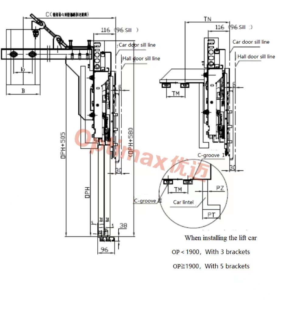 integrated four panel center opening door system