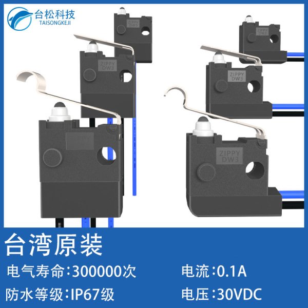 中國臺灣原裝ZIPPY防水微動開關行程限位汽車門鎖開關DW3靜音替代綠松石