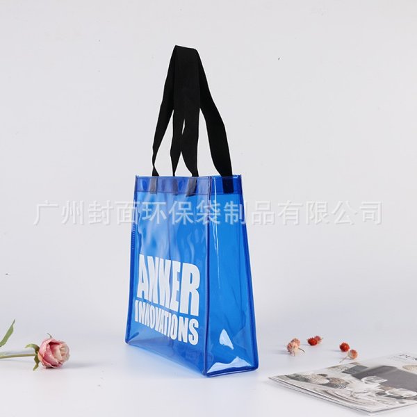 廠批發(fā)PVC彩色手提袋 推薦透明印字手提購物袋  服飾包裝袋可印制