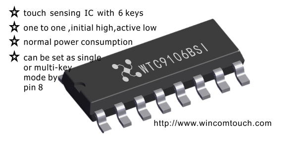 WTC9106BSI---6通道電容式觸摸IC