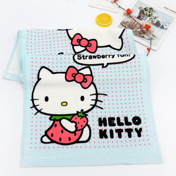 藍底helloKitty印花毛巾