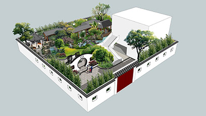 大崗吳總別墅花園設(shè)計(jì)效果圖