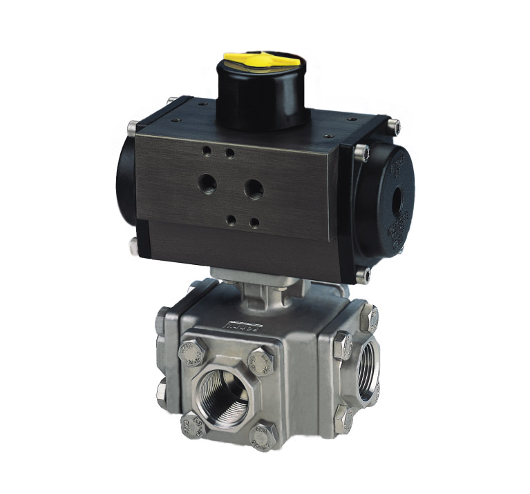 三、四通全流量高平臺螺紋球閥+氣動