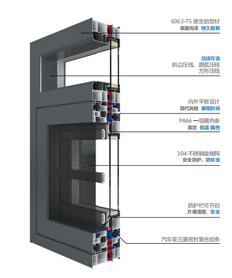 斷橋、窗紗一體平開窗系列112-2.0/1.4