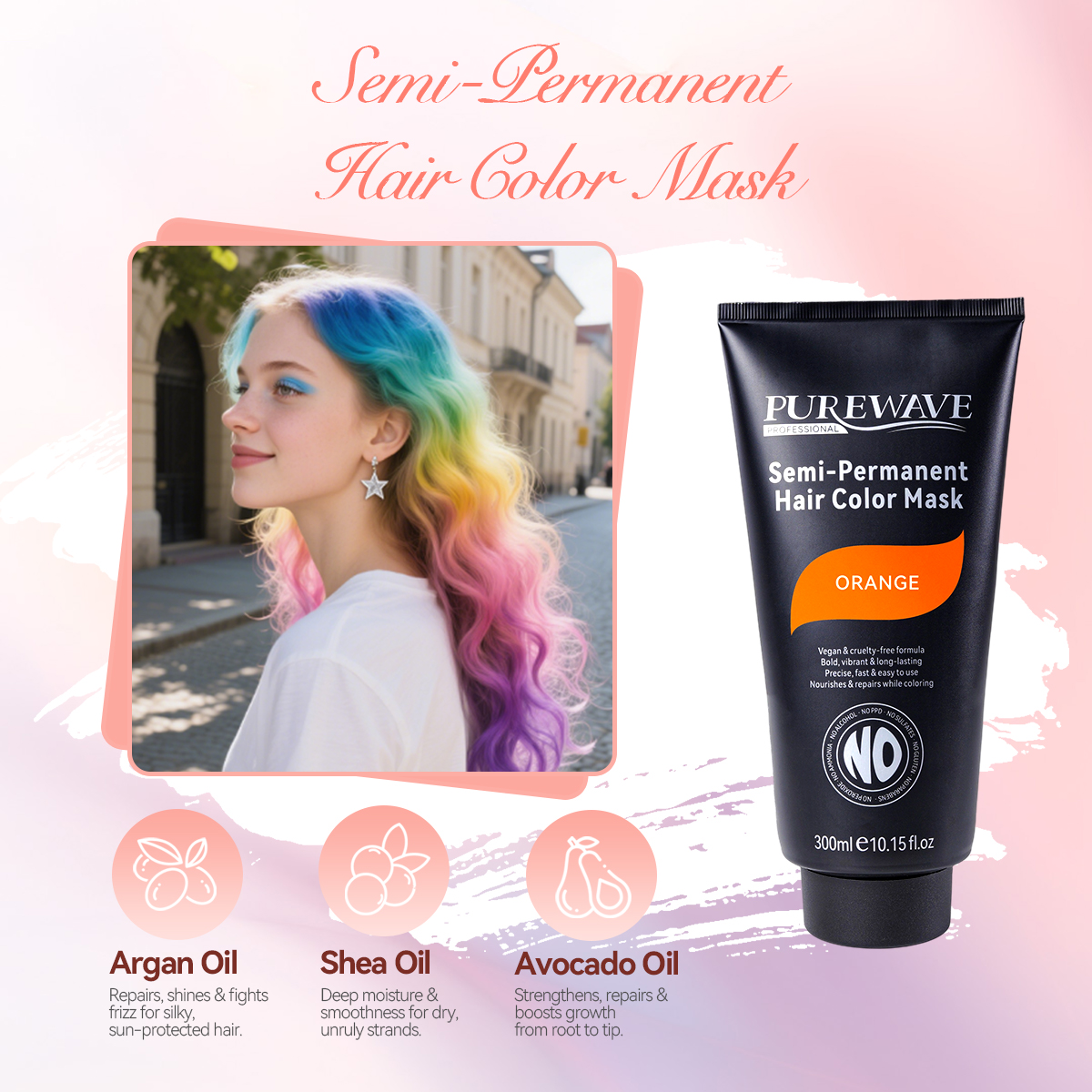 PW Professional Organic Natural Ammonia Free Semi Permanent Orange Hair Color Dye