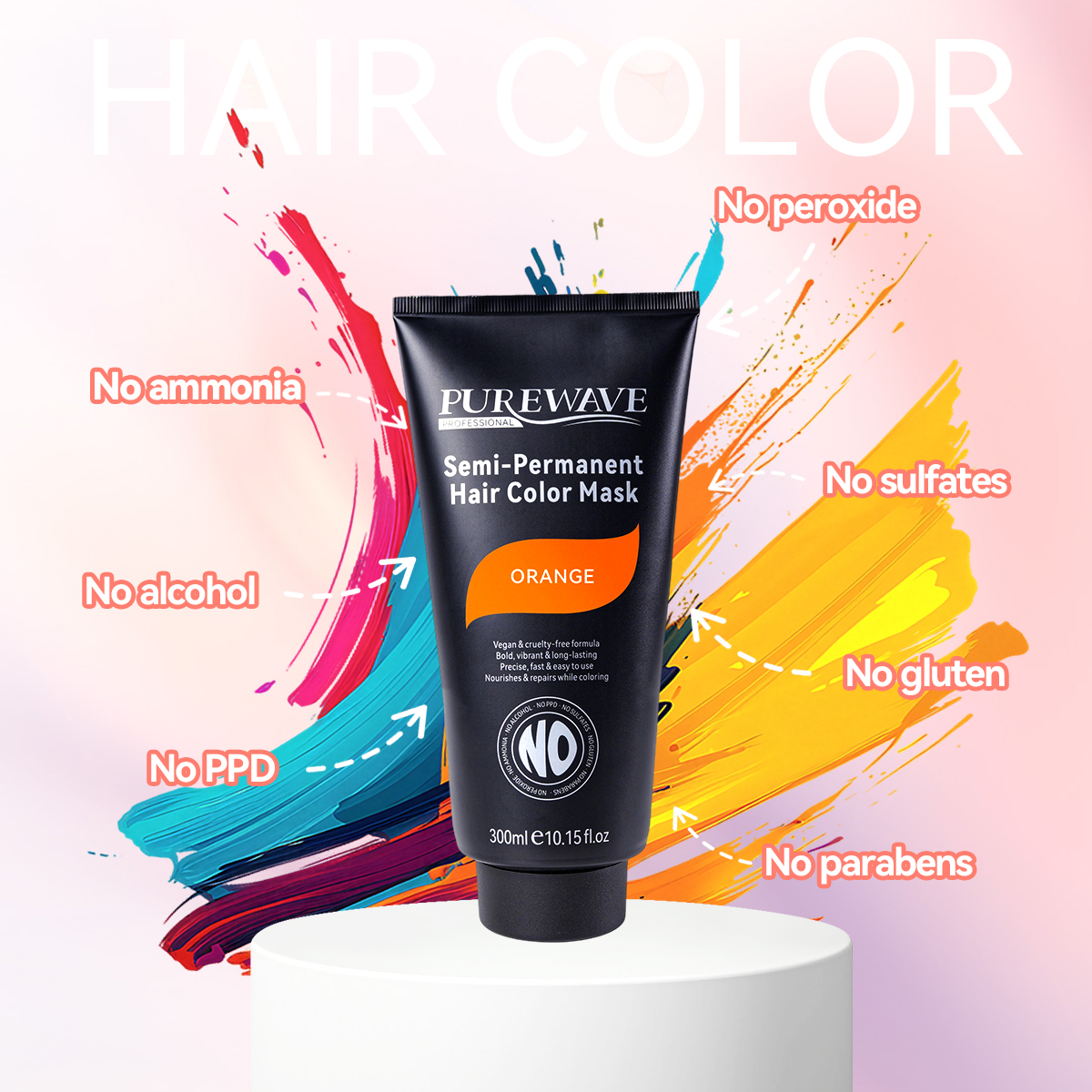 PW Professional Organic Natural Ammonia Free Semi Permanent Orange Hair Color Dye