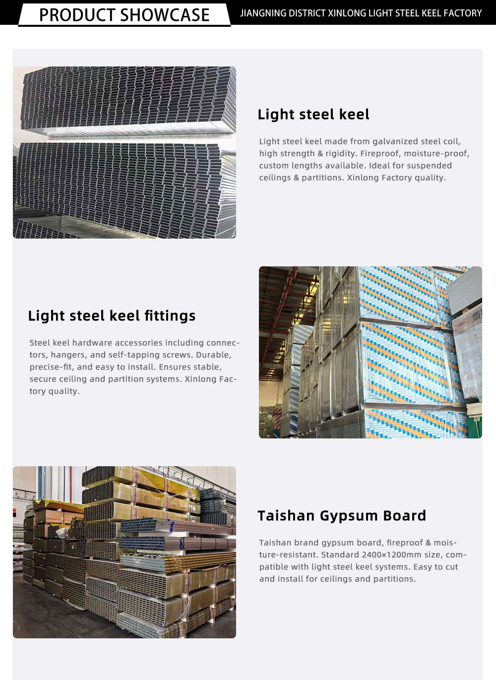 Light Gauge Steel Keel for Building Material Supply | Xinlong