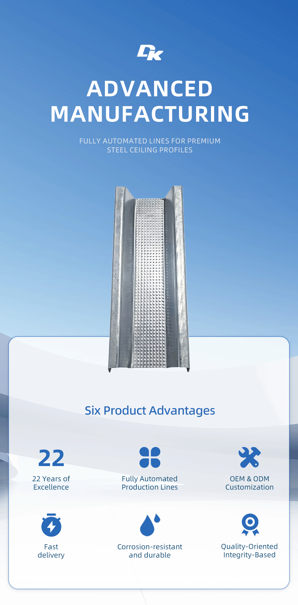 U-Shaped Steel Stud for Lightweight Drywall Partition Systems - DK
