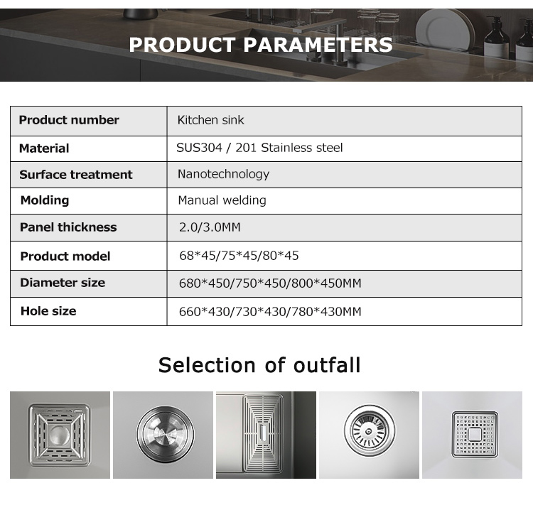 Commercial Handcrafted Stainless Steel Kitchen Basin Sink