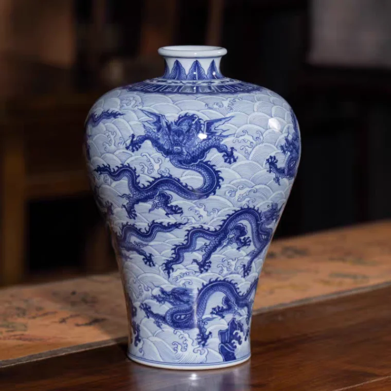中国，景德镇，青白釉風景画花瓶 Jingdezhen Xingyun Ceramic Co., Ltd.