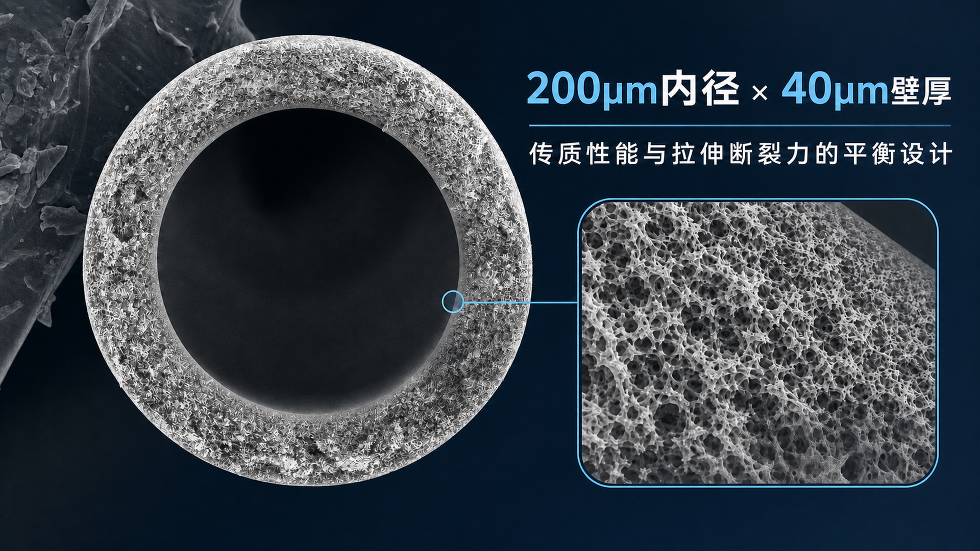 膜普生物、血液透析膜、中空纤维透析膜、200μm膜丝内径、40μm膜壁厚度、聚醚砜透析膜、聚砜透析膜、拉伸断裂力、膜丝机械强度、透析膜传质、透析器膜丝
