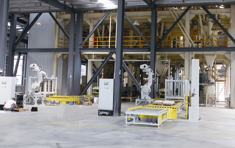 automated packaging system for gypsum mortar
