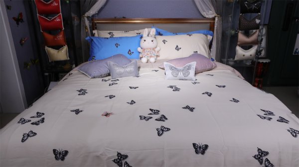 100支進(jìn)口雙股棉數(shù)碼印花四件套-蝴蝶-米