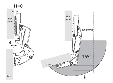 165° FGV-type slide-on hinge