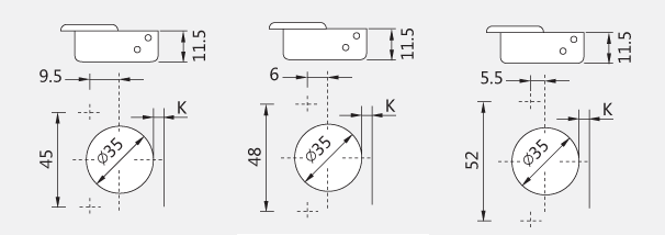165° Slide-on hinge