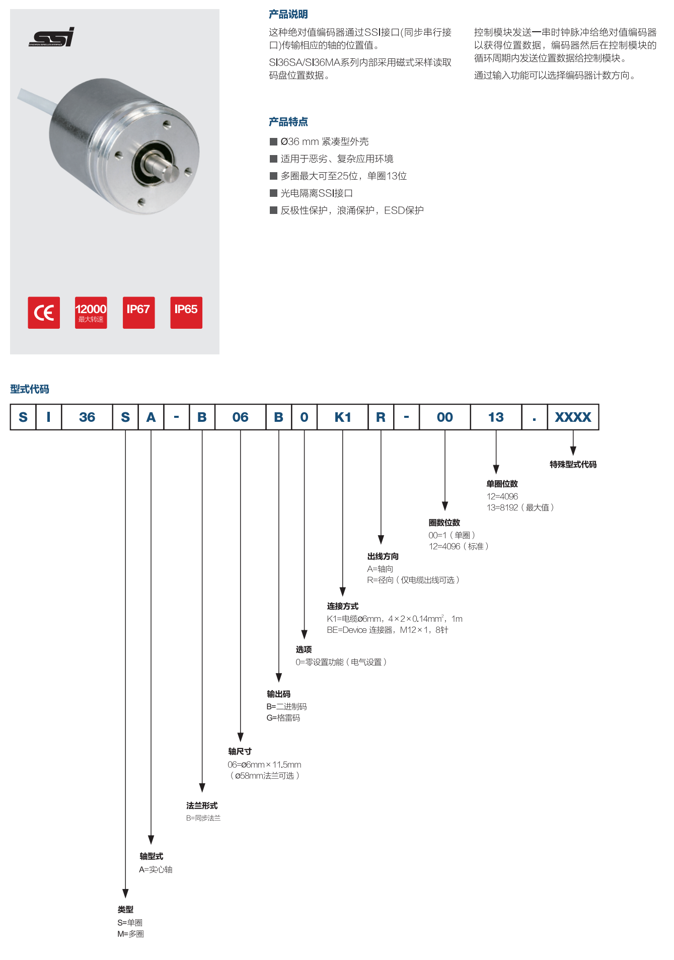 Ssi Encoder Profibus SSI absolute encoder SI36SA/SI36MA_Yuekeyu Technology (Wuxi) Co., Ltd.
