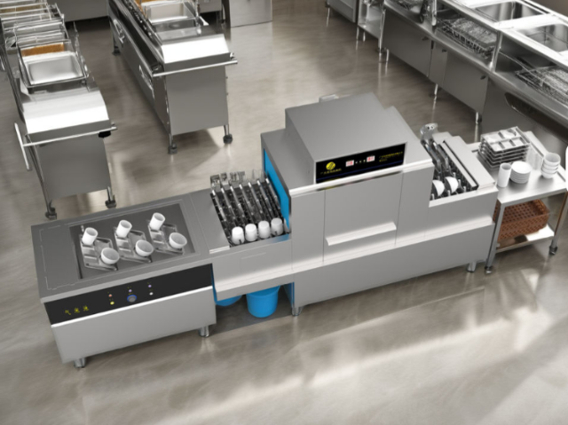 浙江食堂用長龍式洗碗機尺寸 廣州圣尚智能裝備供應