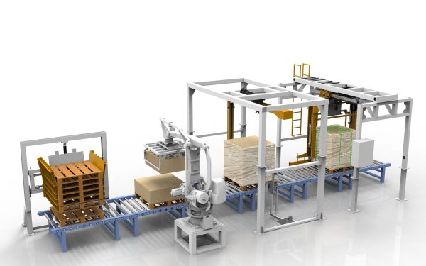 全自動碼垛纏膜捆扎打包線