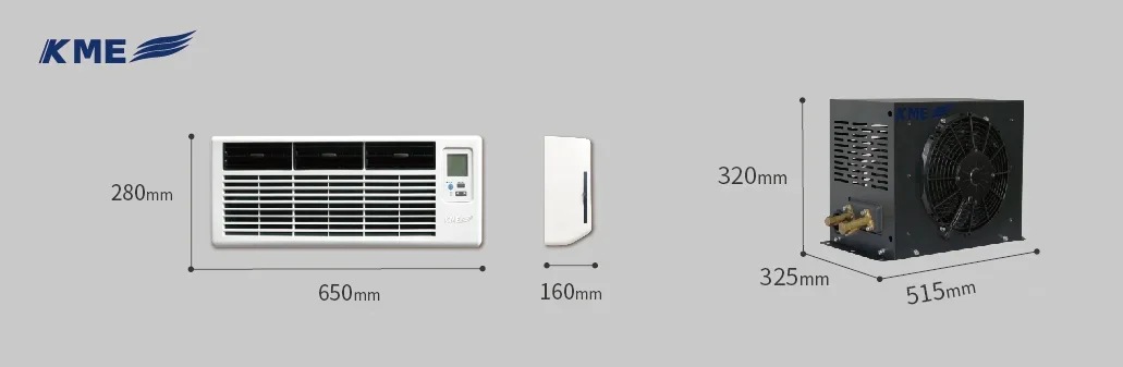 Bottom Mounted High Cooling Wall Split Single Fan 12V/24V/48V, Vehicles, Campers, Trailers, Vans, Caravans, Boats, RV AC Unit 12