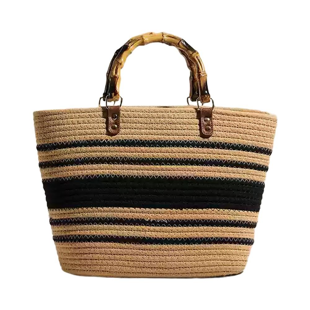 Louisa Striped Straw Tote Bag