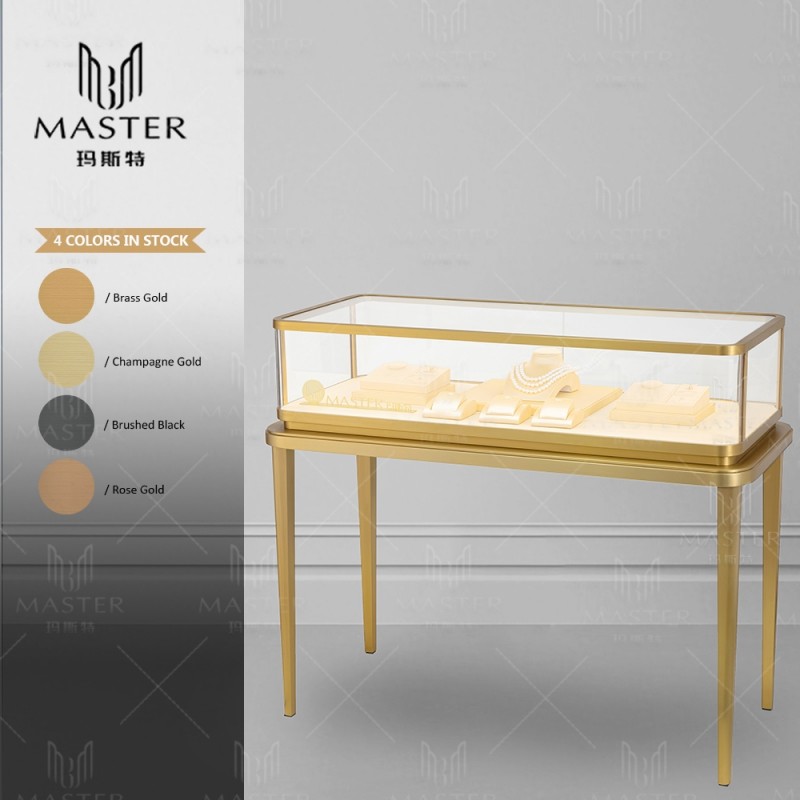 Display Case Master Key Master Showcase Luxury Display Case w/ Curved Glass, LED Lighting, Tray ...