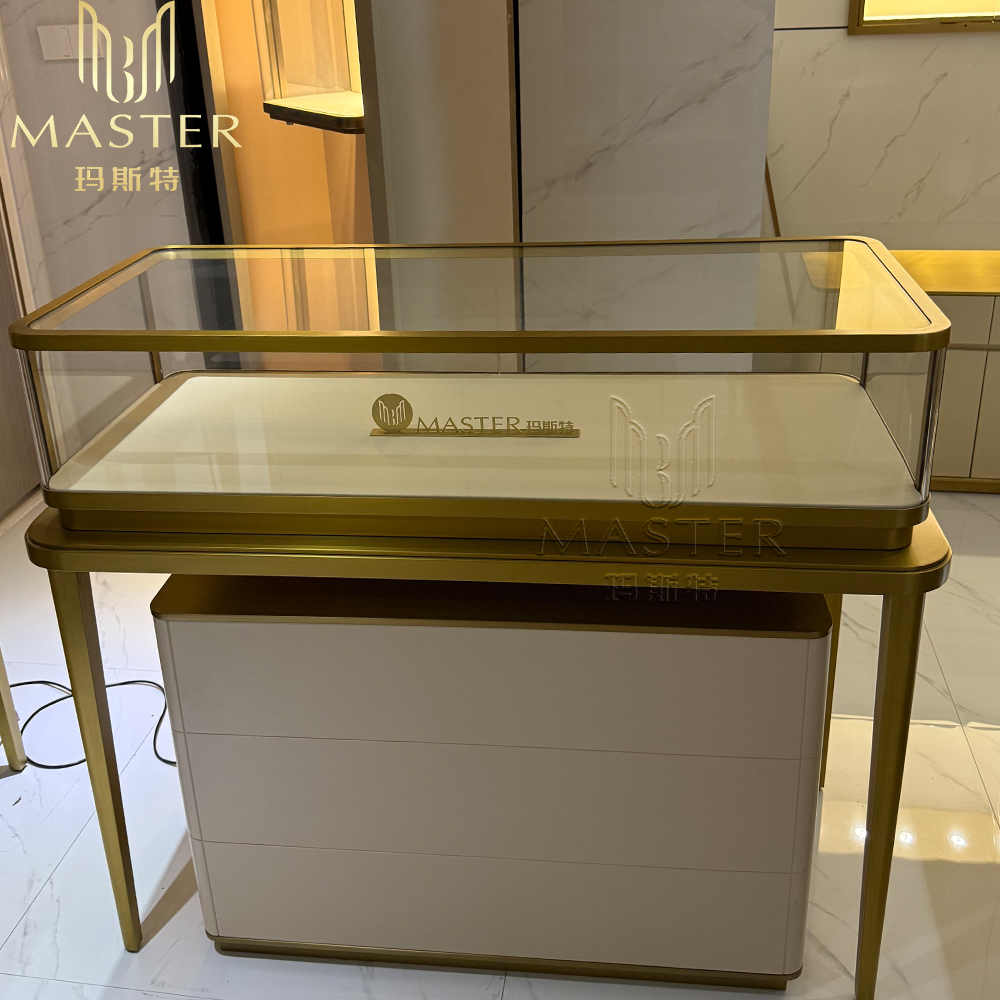 Display Case Master Key Master Showcase Luxury Display Case w/ Curved Glass, LED Lighting, Tray ...