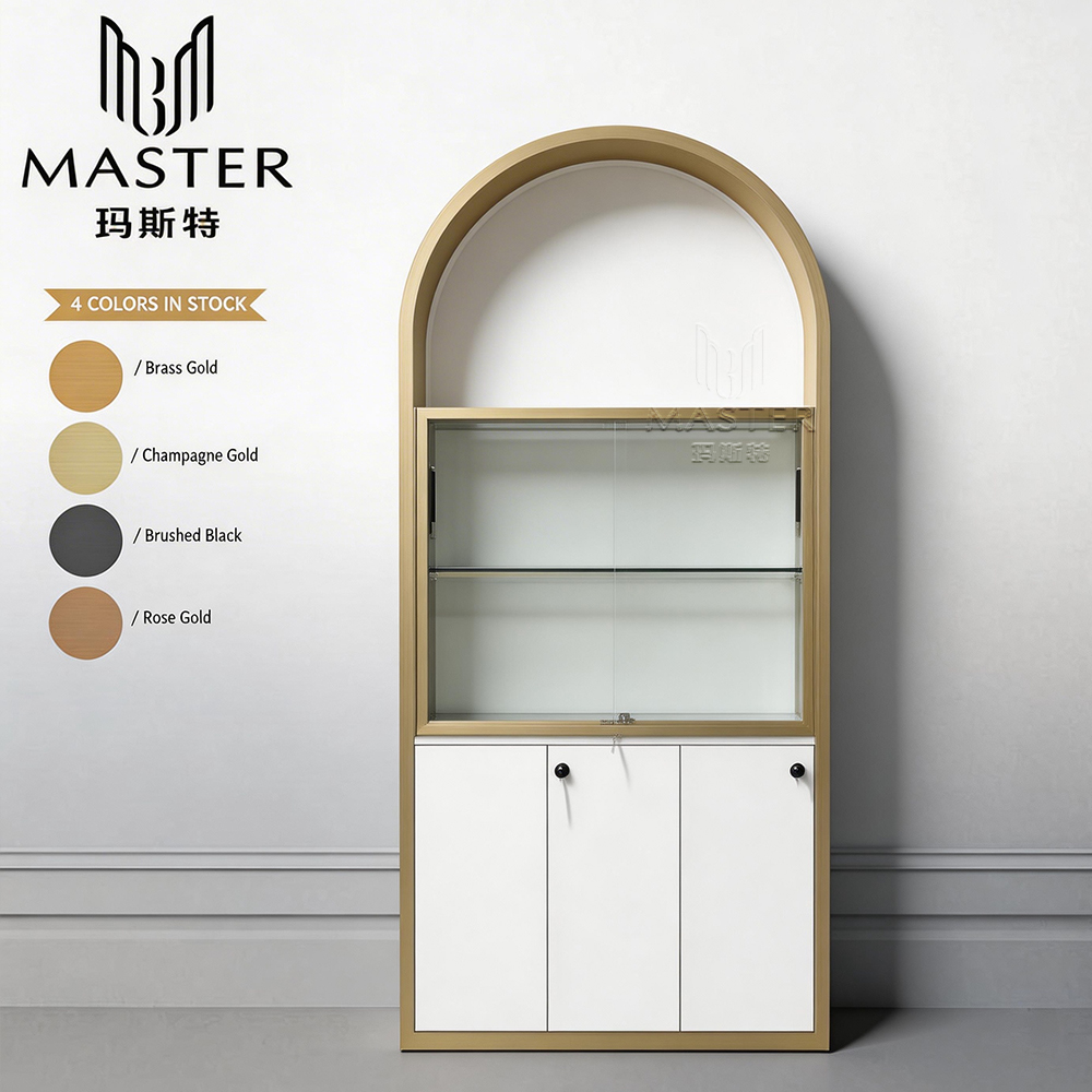 MASTER Luxury Display Cabinet Unit w/ Arch Top, LED Light, Tempered ...
