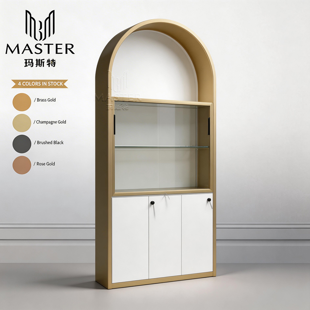 MASTER Luxury Display Cabinet Unit w/ Arch Top, LED Light, Tempered ...