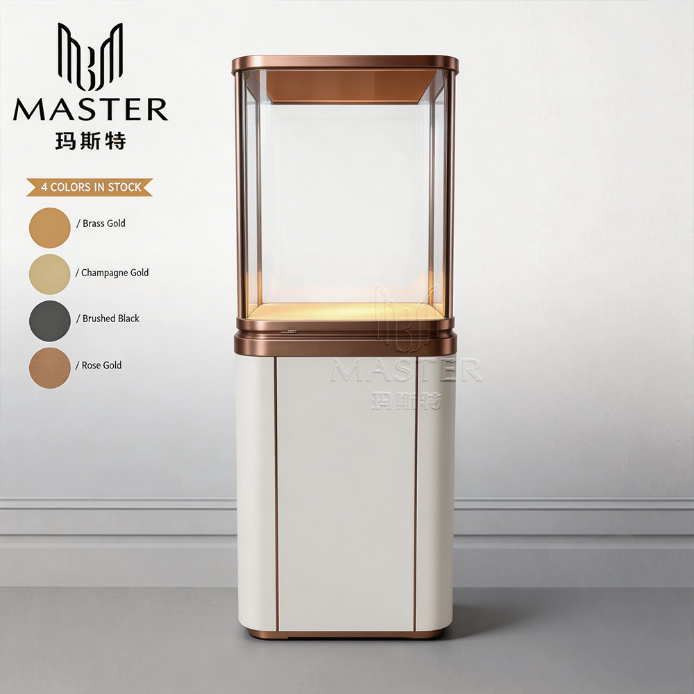MASTER Exclusive Pedestal Display Showcase w/ Curved Glass, Locking ...