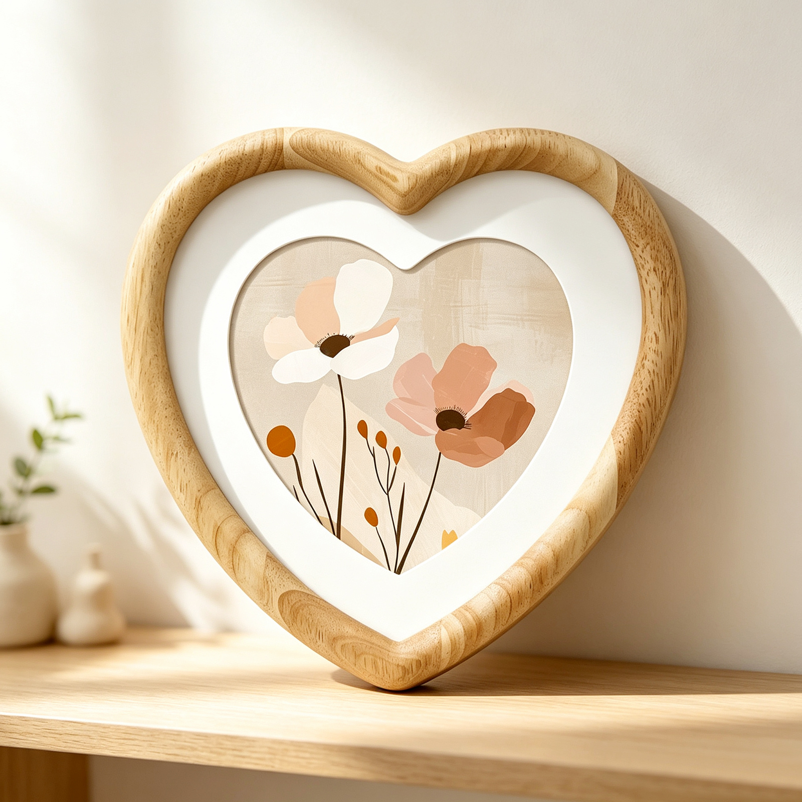 Natural Wood Grain Double‑Heart Mat Photo Frame 5x5'' Natural Wood Grain Double‑Heart Mat Photo Frame 5x5''