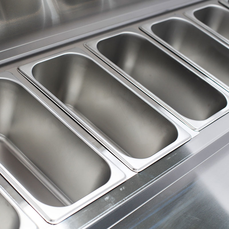Heavy Duty AISI304 Stainless Steel Saladette, Commercial Refrigerated Counter Equipped with Refrigerated Topping Well for GN1/6 Pans PSH200