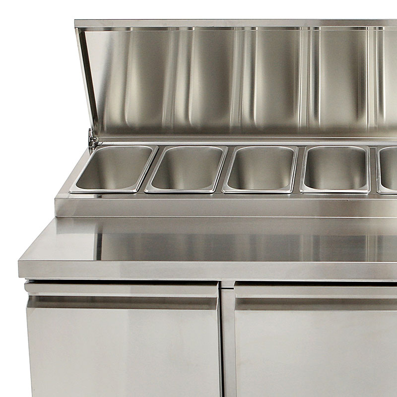 Heavy Duty AISI304 Stainless Steel Saladette, Commercial Refrigerated Counter Equipped with Refrigerated Topping Well for GN1/6 Pans PSH200