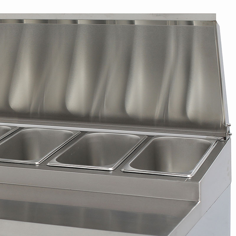 Heavy Duty AISI304 Stainless Steel Saladette, Commercial Refrigerated Counter Equipped with Refrigerated Topping Well for GN1/6 Pans PSH200