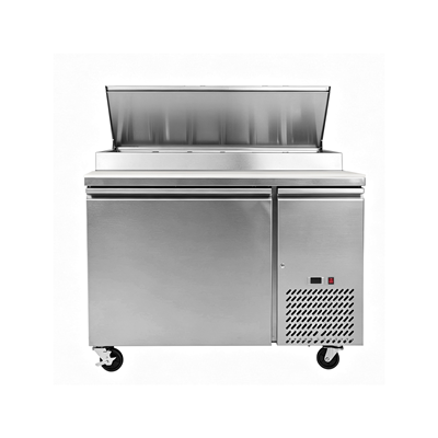 Solid Door Commercial Pizza Prep Table with GN Pans, Stainless Steel Refrigerated Pizza Prep Counter for Pizzeria TPP-47
