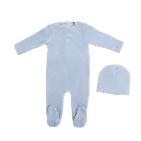 Baby Blue Velvet Footie