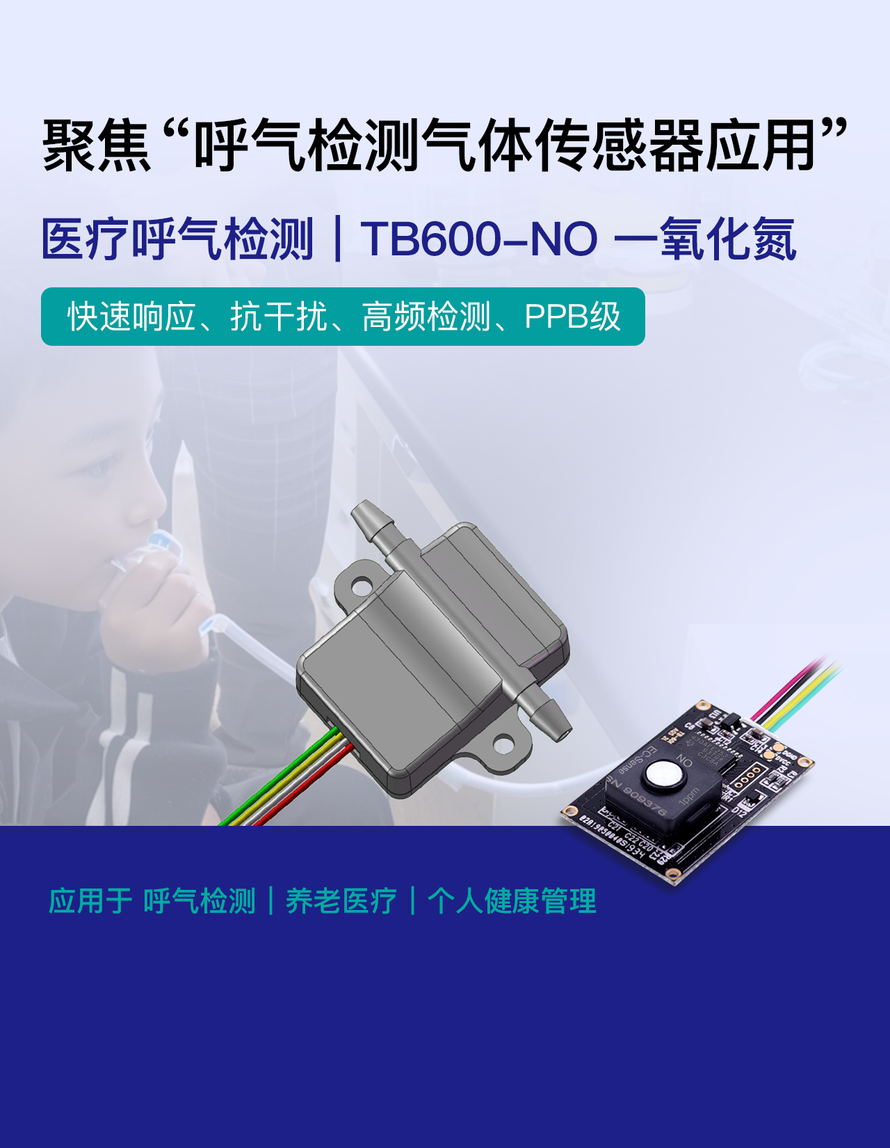 呼气检测新高度——PPB级 (抗干扰) 一氧化氮NO传感器！