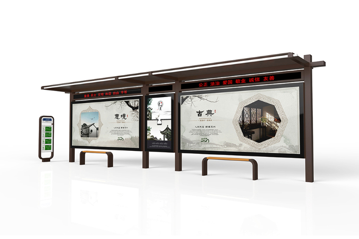 浙江昉雨顶棚候车亭LED灯带配置,候车亭