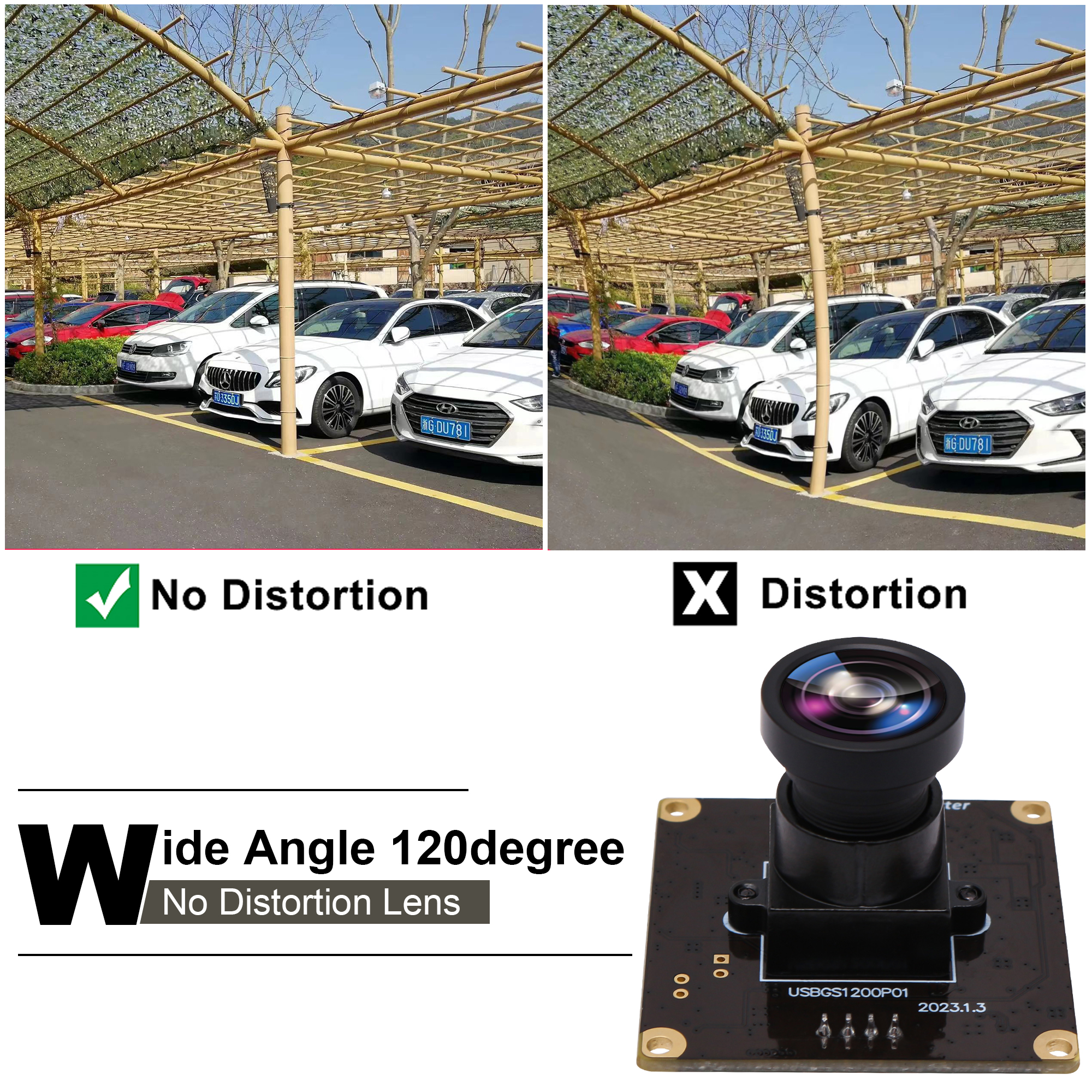 High-Speed USB Camera Module with 120° No Distortion Lens for Laptops