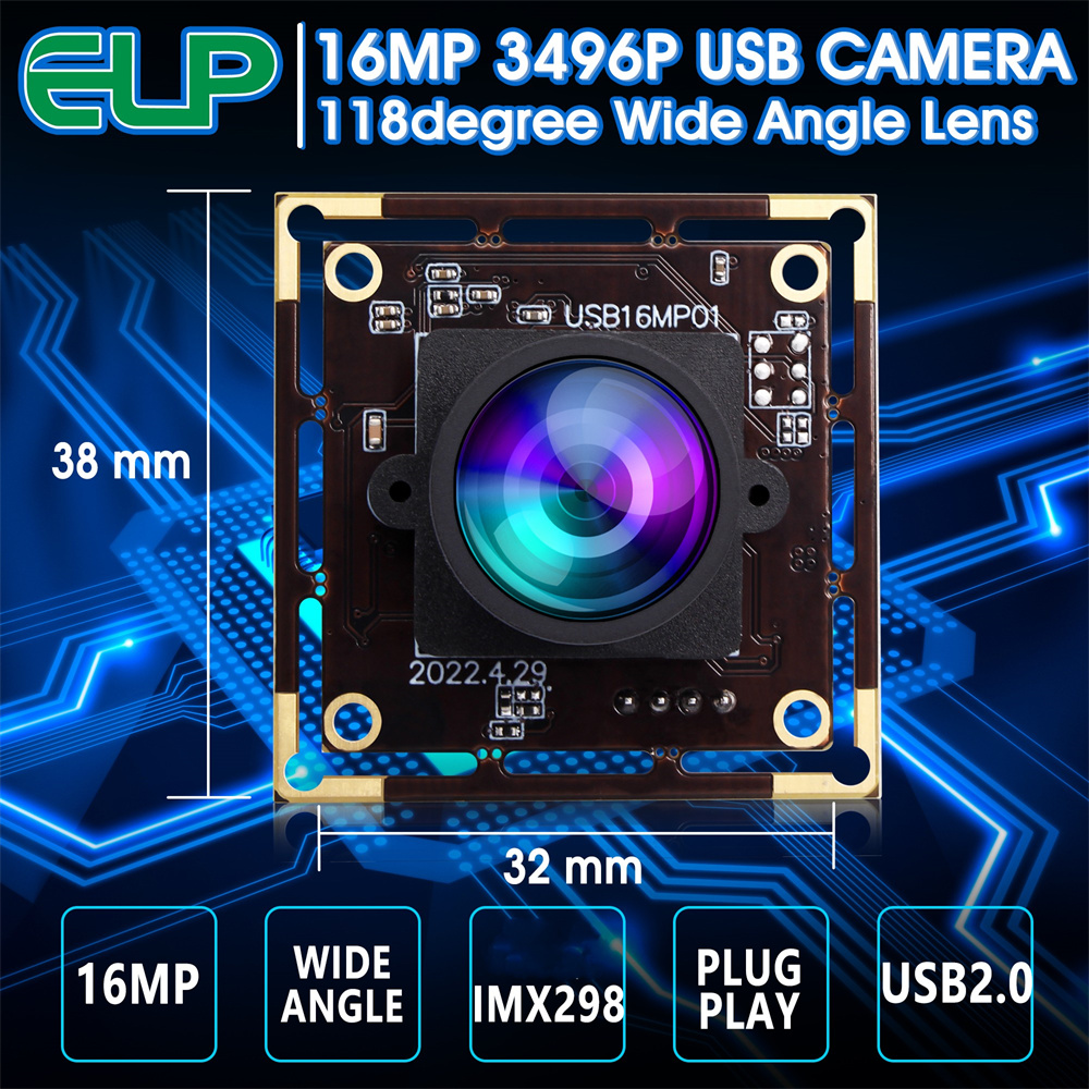 High-Quality 16MP USB Camera Module for Security & Industrial Machine ...